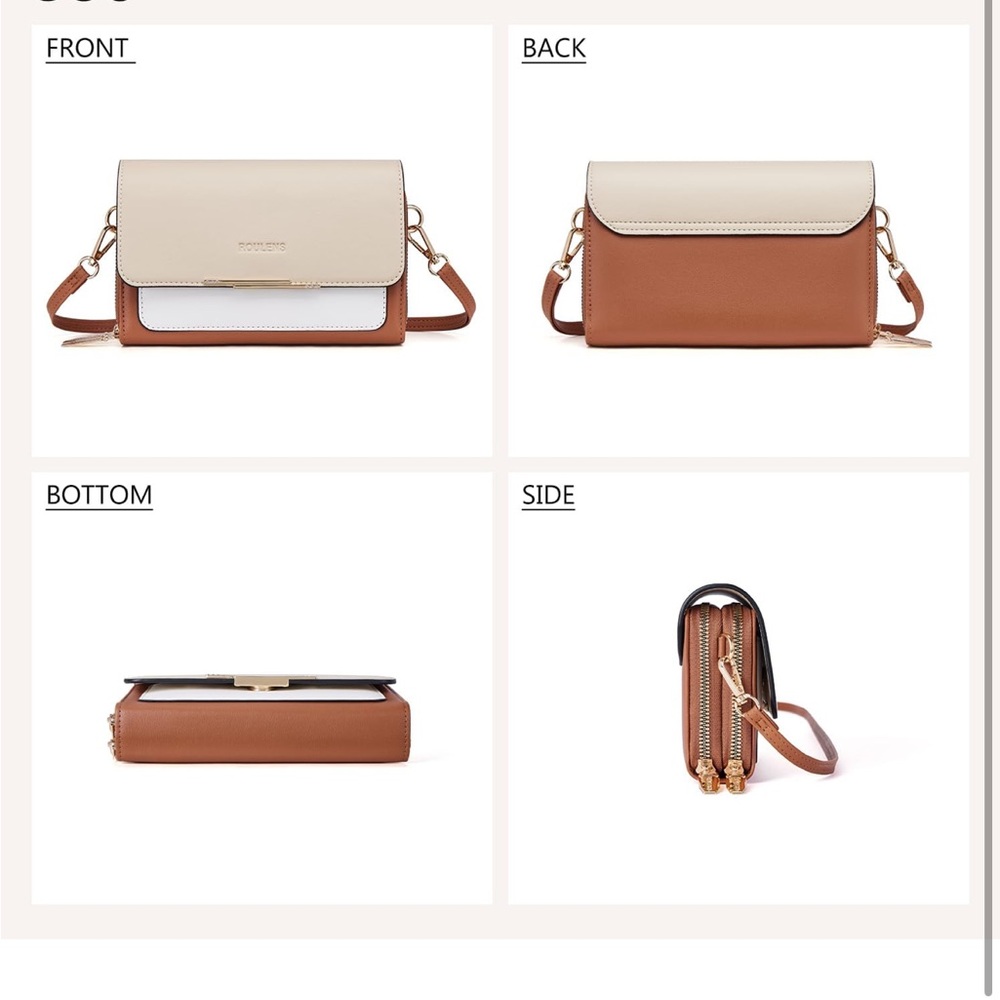 Cream and Tan Crossbody Bag - Picture 4 of 9